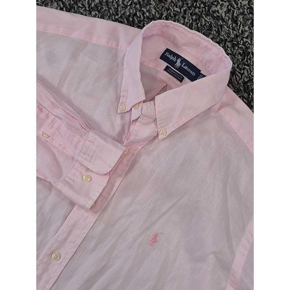 Ralph Lauren Men's Button Down Long‎ Sleeve Yarmouth 15.5-32/33 Pink Striped